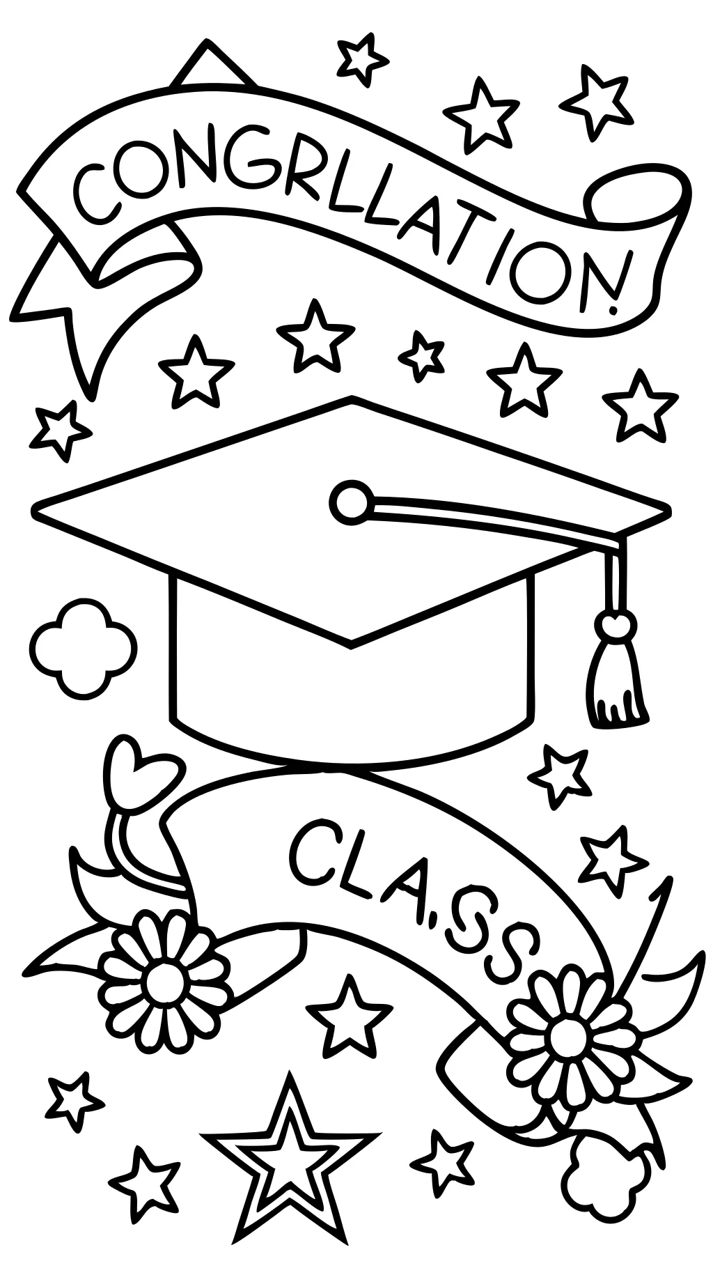 graduation cap coloring page